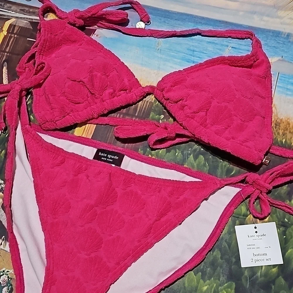 Kate Spade Halter Bikini Top & Classic Bikini Bottom 2 Pieces Swimsuit XL NWT